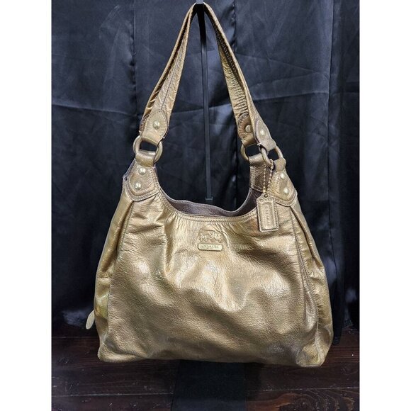 Authentic Coach Gold Patent Leather Maggie Hobo Shoulder Bag No. 14331-EUC - Picture 1 of 11